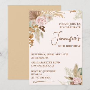 Wildflower Boho Groovy Whimsy 88th birthday Invitation