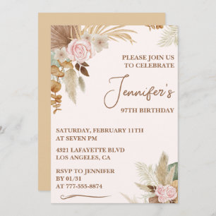 Wildflower Boho Groovy Whimsy 97th birthday Invitation