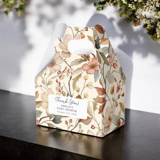 Wildflower Boho Ivory Floral Baby Shower Favour Box (Creator Uploaded)