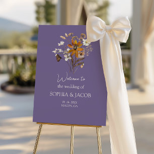 Wildflower Boho Lavender  Wedding Welcome Sign