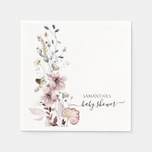 Wildflower boho minimal modern Baby Shower  Napkin