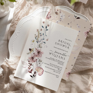 Wildflower boho minimalist modern Bridal Shower Invitation