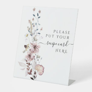 Wildflower boho modern Bridal Shower recipe Pedestal Sign