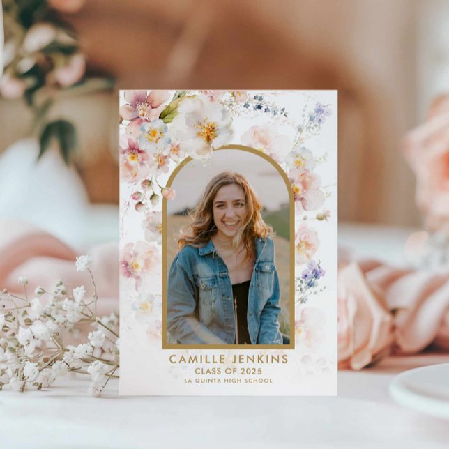 Wildflower Boho Photo Graduation Announcement (Boho Floral Photo Graduation Announcement)