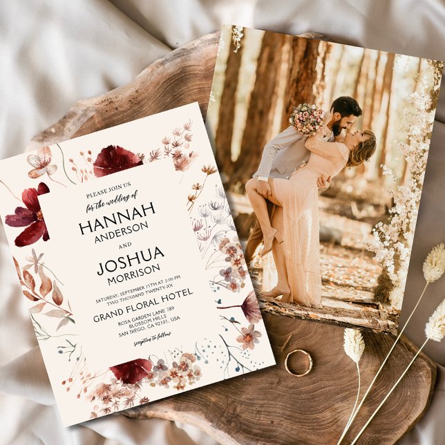 Wildflower Boho Photo Instagram Wedding Invitation (Creator Uploaded)