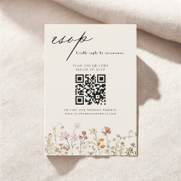 Wildflower Boho QR Code Wedding RSVP Invitation