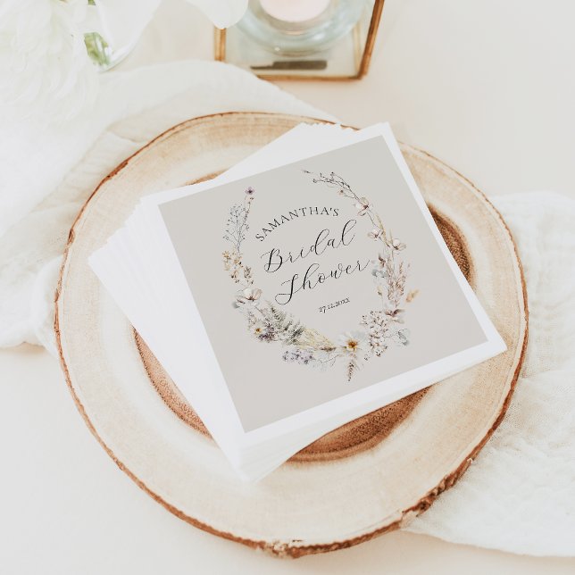 Wildflower Boho Rustic Elegant Bridal Shower Napkin (Creator Uploaded)