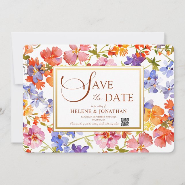 Wildflower Boho Rustic Floral Elegant Wedding Save The Date (Front)