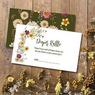 Wildflower boho sage green diapler raffle enclosure card