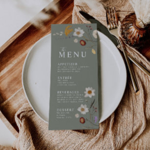 Wildflower Boho Sage Green Menu