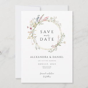 wildflower boho save the date minimalist  invitation