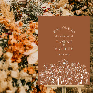 Wildflower Boho Terracotta Wedding Welcome Poster