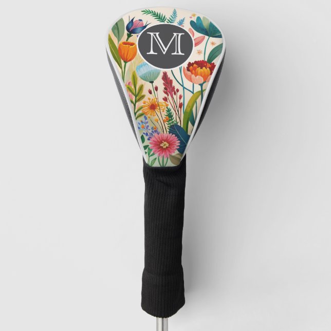 Wildflower Boho Watercolor Golf Head Cover (Front)