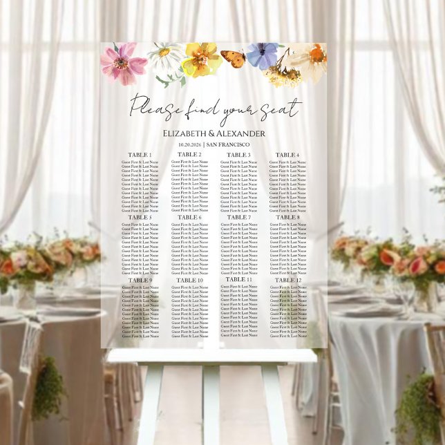 Wildflower Boho Wedding Acrylic Seating Chart (Creator Uploaded)