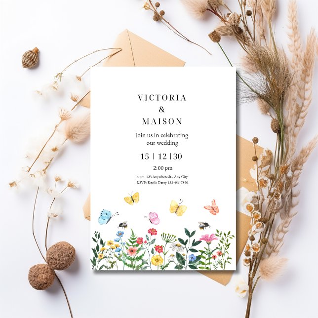 Wildflower Boho Wedding, Boho Wedding Invitation (Creator Uploaded)