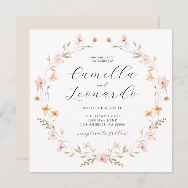 Wildflower Boho Wedding Invitation (Front/Back)