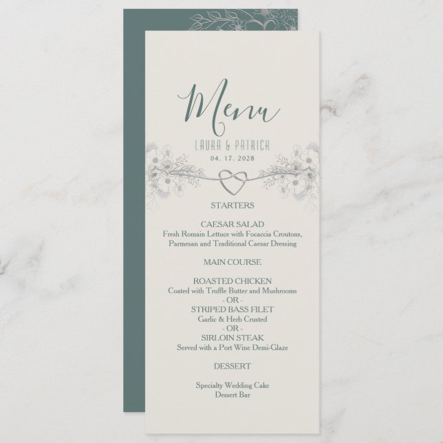 Wildflower Boho Wedding Menu (Front/Back)