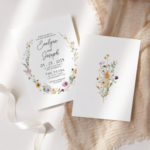 Wildflower Boho Whimsical Floral Wreath Wedding Invitation