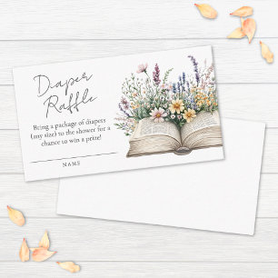 Wildflower Book Baby Shower Diaper Raffle Enclosure Card
