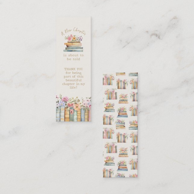 Wildflower Book Bookmark Favour Mini Business Card (Front/Back)