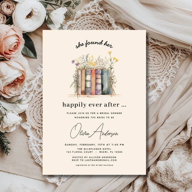 Wildflower Book Happily Ever After Bridal Shower Invitation (Creator Uploaded)