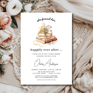 Wildflower Book Happily Ever After Bridal Shower Invitation