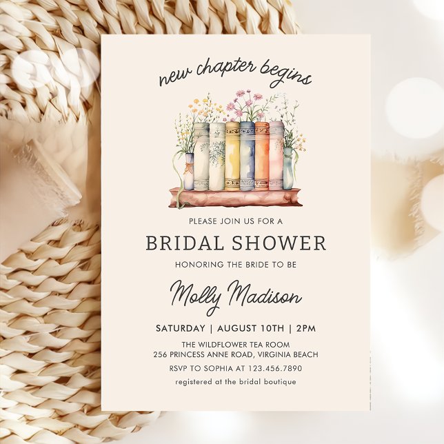 Wildflower Book New Chapter Begins Bridal Shower Invitation (Creator Uploaded)