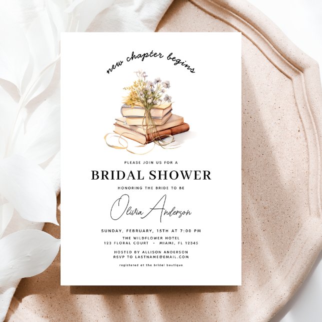Wildflower Book New Chapter Begins Bridal Shower Invitation (Creator Uploaded)
