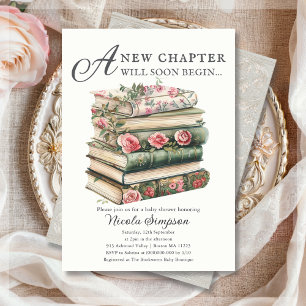 Wildflower Book Theme Baby Shower Invitation