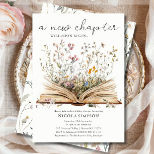 Wildflower   Book Theme Baby Shower Invitation