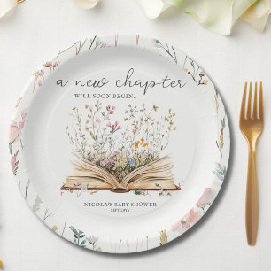 Wildflower   Book Theme Baby Shower Paper Plate