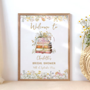Wildflower Book Theme Bridal Shower Welcome Poster