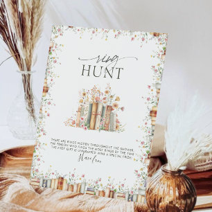 Wildflower Book Themed Bridal Shower Ring Hunt  Pedestal Sign