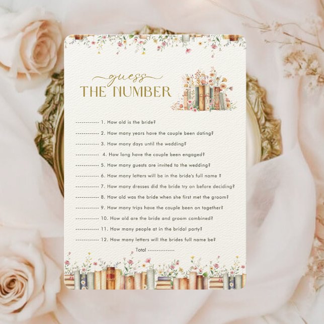 Wildflower Book Themed Guess the Number Bridal Gam (Creator Uploaded)