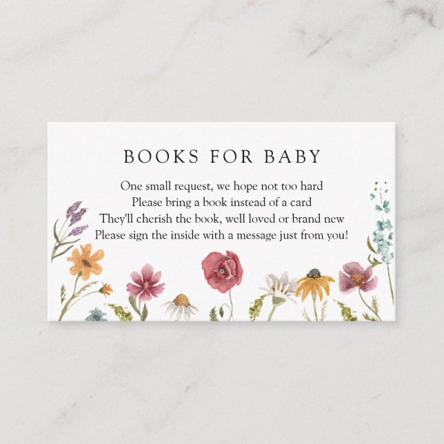 Wildflower Books for Baby Request  Enclosure Card (Front)