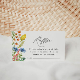Wildflower Border Baby Shower Raffle Ticket Enclosure Card