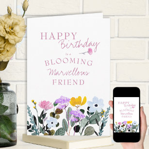 Wildflower Border Blooming Marvellous Birthday Card