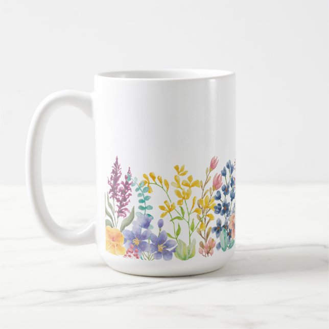 Wildflower border coffee mug (Left)