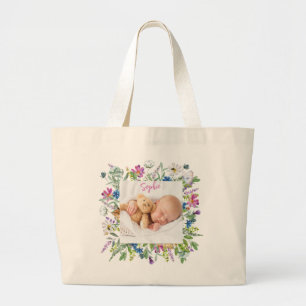 Wildflower Border Photo  Large Tote Bag