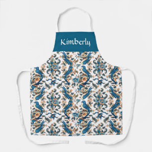 Wildflower Botanic Bird Garden Custom Name Print  Apron
