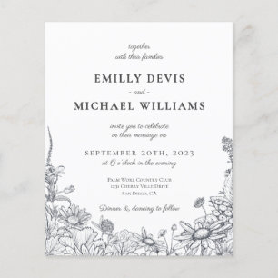 Wildflower Botanic Classic Elegant Wedding Invitat Flyer
