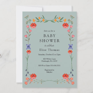 Wildflower Botanic Garden Baby Shower  Invitation