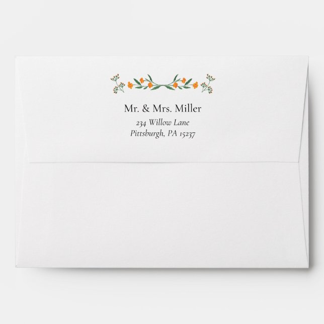 Wildflower Botanic Garden Floral Lined envelope (Back (Top Flap))