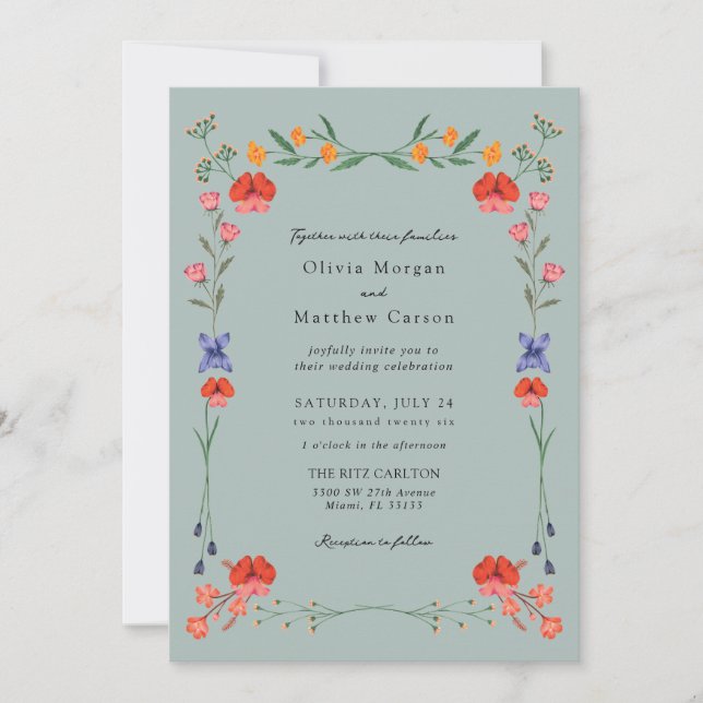 Wildflower Botanic Garden Wedding Invitation (Front)