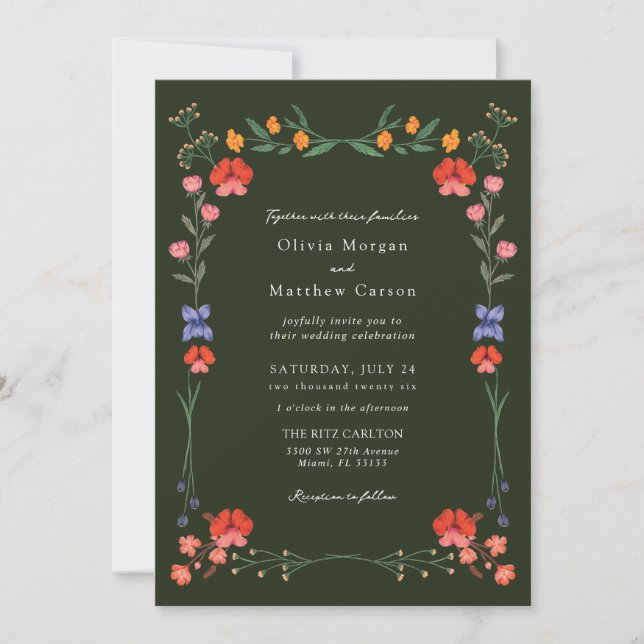 Wildflower Botanic Garden Wedding Invitation (Front)