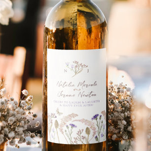 Wildflower botanic watercolor fall wedding wine label