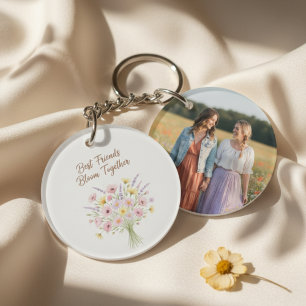 Wildflower Botanical Best Friend Photo Bloom Key Ring
