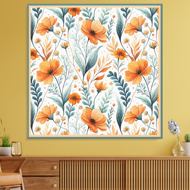 Wildflower Botanical Boho Canvas Print (Insitu(LivingRoom))