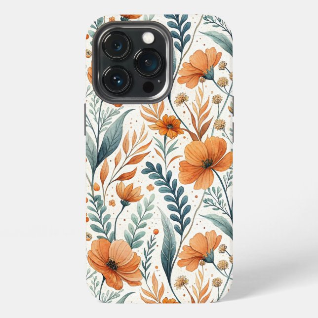 Wildflower Botanical Boho Floral Watercolor iPhone Case (Back)