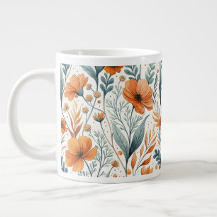 Wildflower Botanical Boho Floral Watercolor Large Coffee Mug